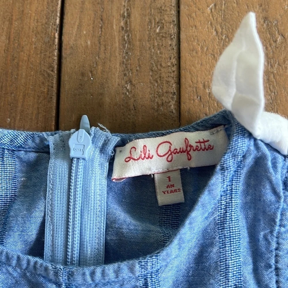 Lili gaufrette chambray skirted romper